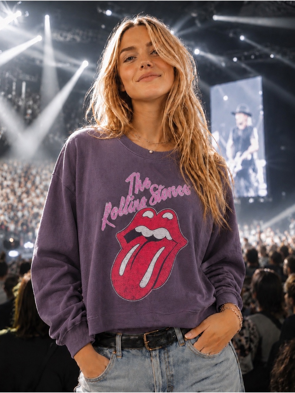the Rolling Stones Gray Graphic Crewneck Sweatshirt - Women's